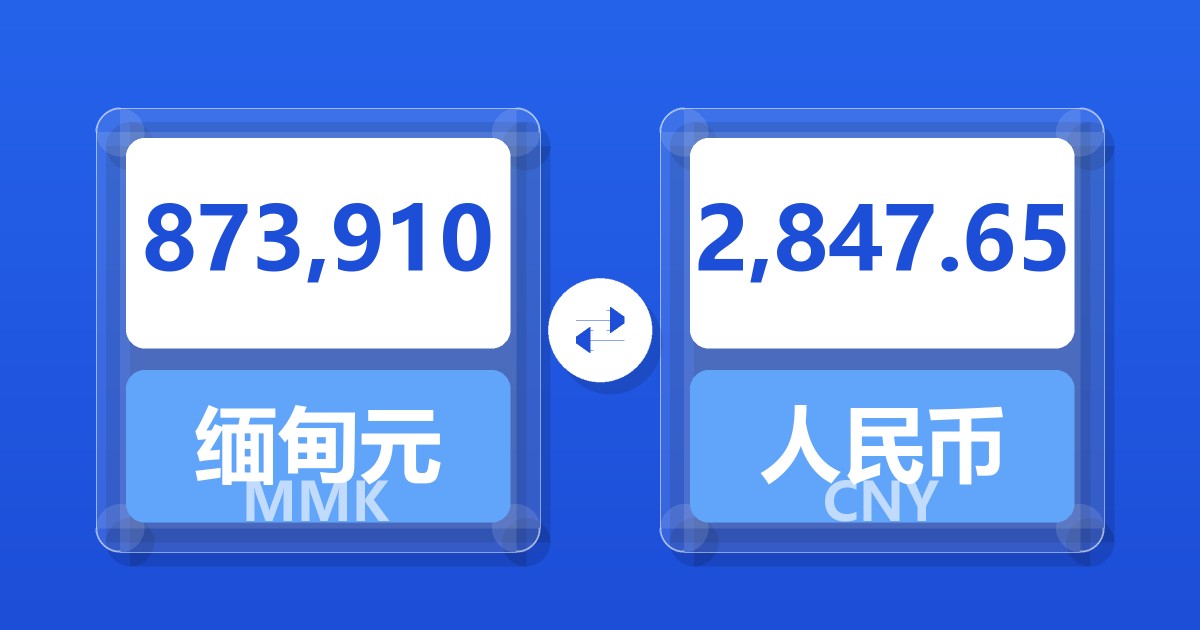 873,910缅甸元兑人民币