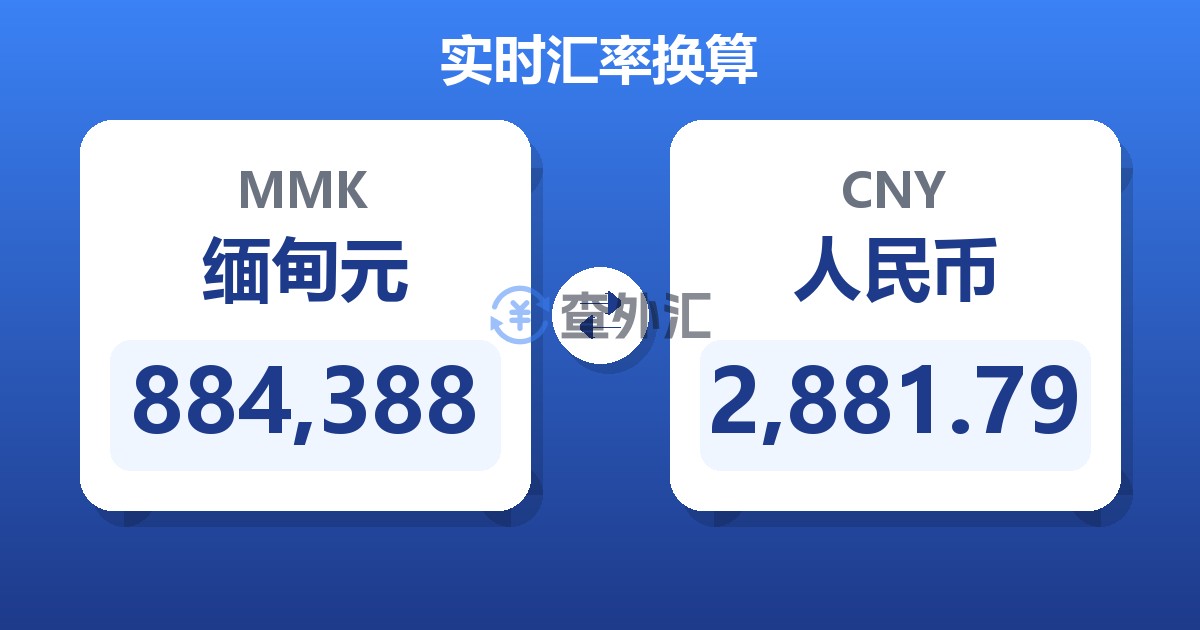 884,388缅甸元兑人民币