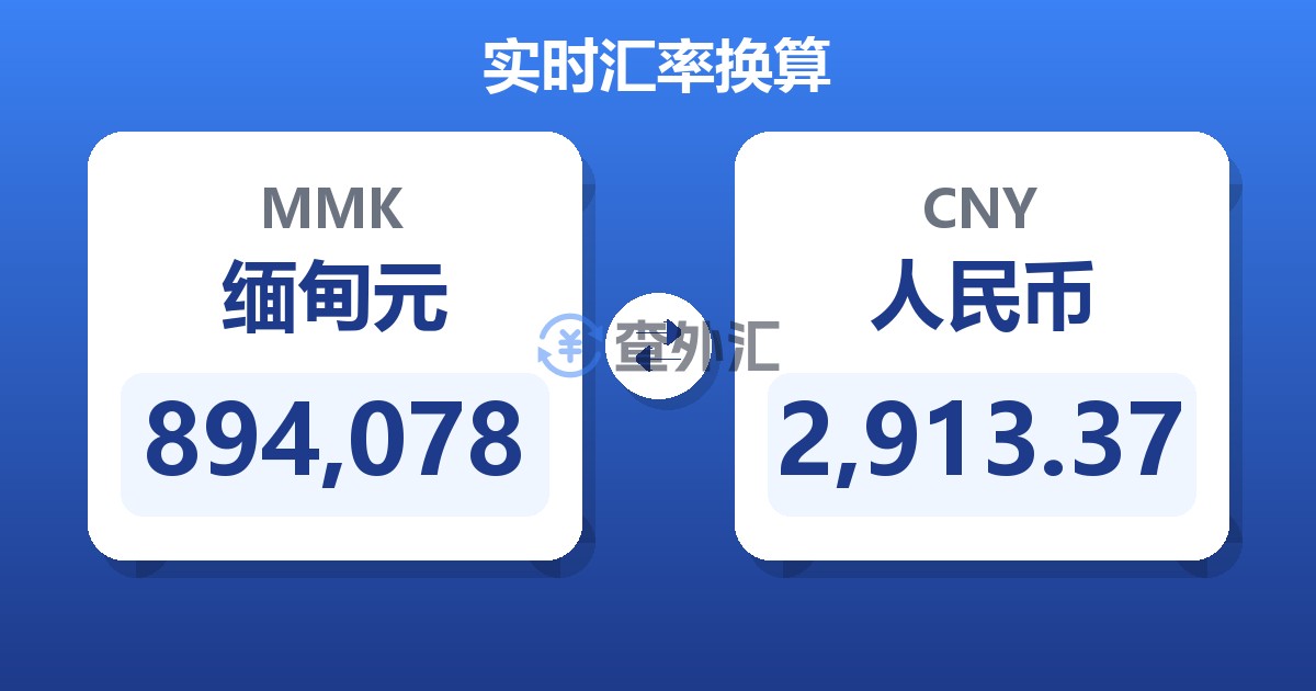 894,078缅甸元兑人民币