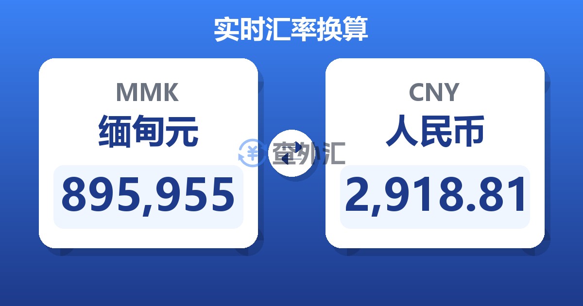 895,955缅甸元兑人民币