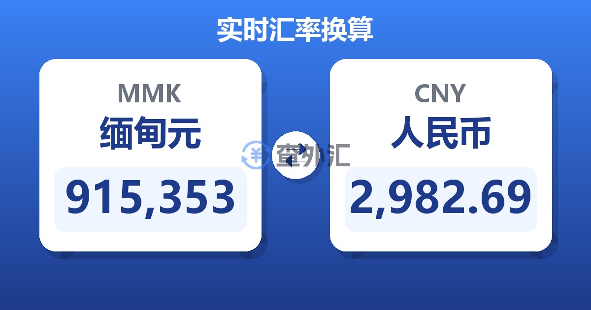 915,353缅甸元兑人民币