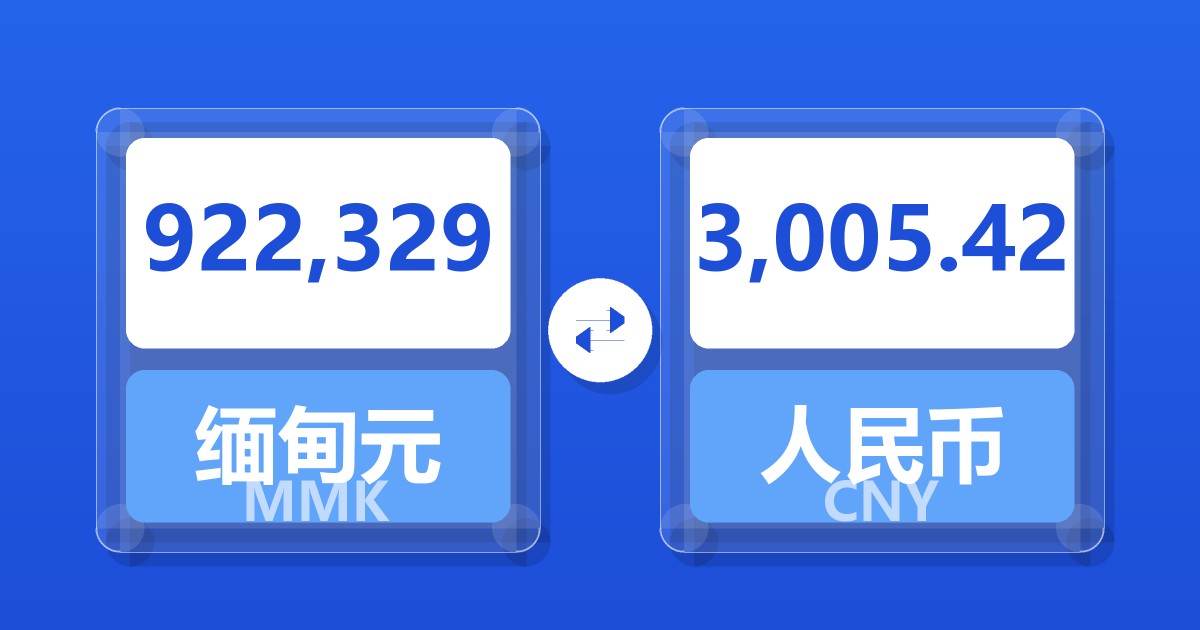 922,329缅甸元兑人民币