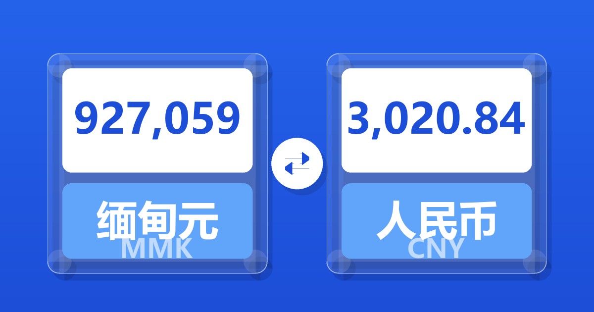 927,059缅甸元兑人民币