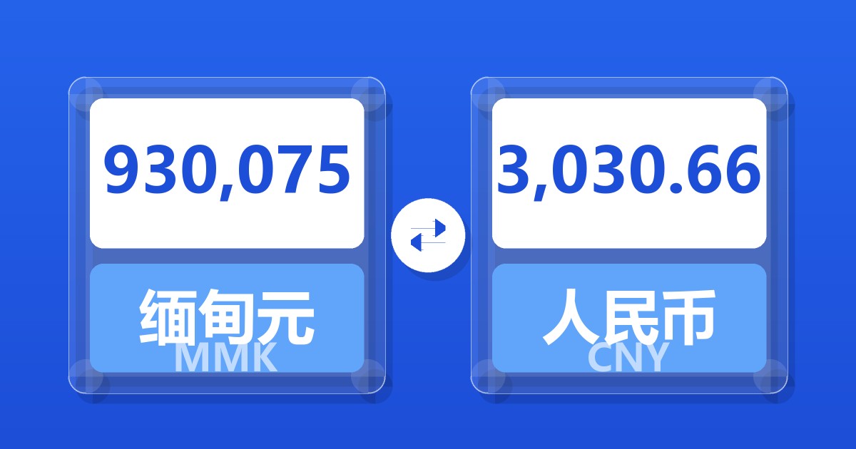 930,075缅甸元兑人民币