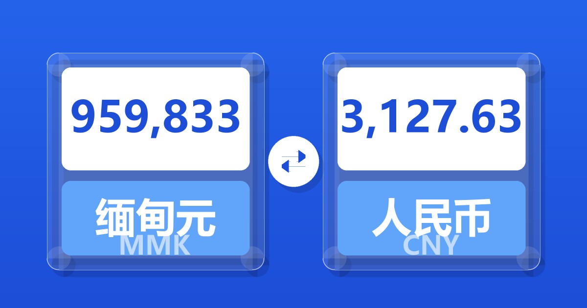 959,833缅甸元兑人民币