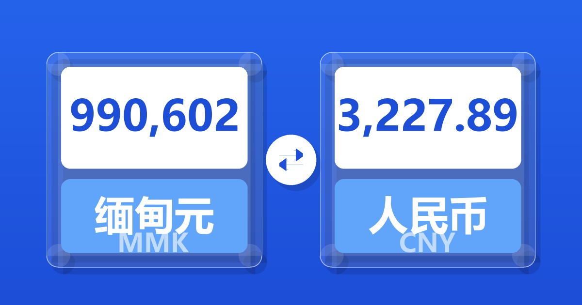 990,602缅甸元兑人民币