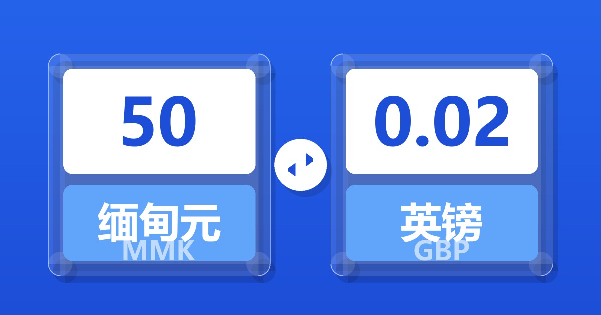 50缅甸元兑英镑