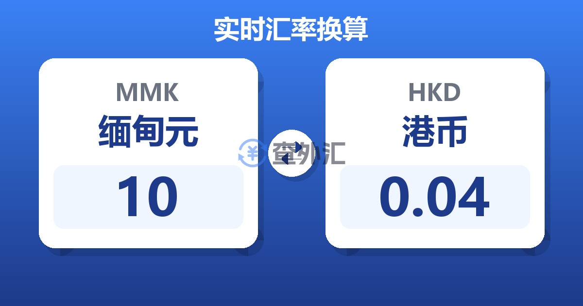 10缅甸元兑港币