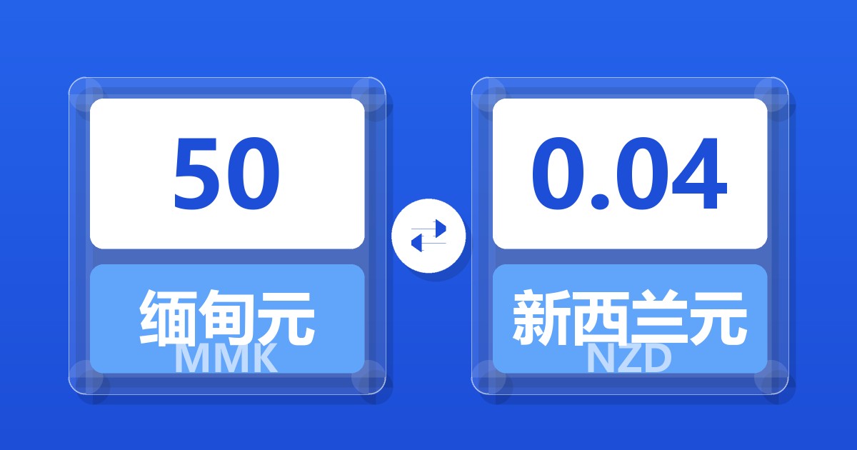 50缅甸元兑新西兰元