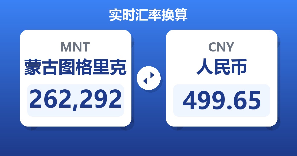 262,292蒙古图格里克兑人民币