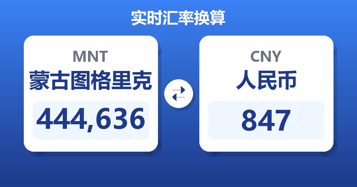 444,636蒙古图格里克兑人民币