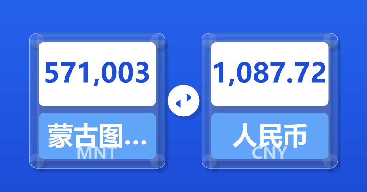 571,003蒙古图格里克兑人民币