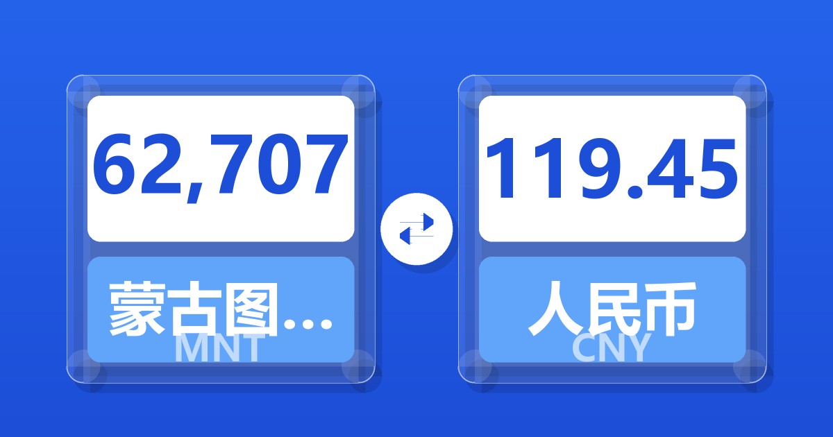 62,707蒙古图格里克兑人民币