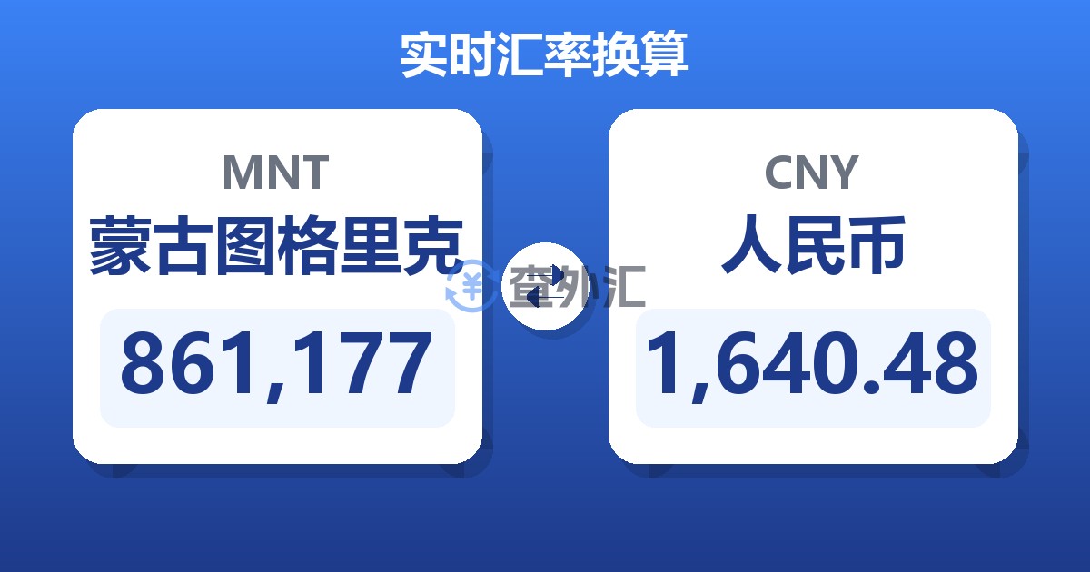 861,177蒙古图格里克兑人民币