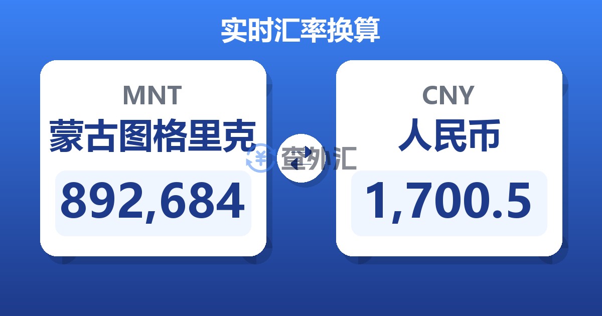 892,684蒙古图格里克兑人民币