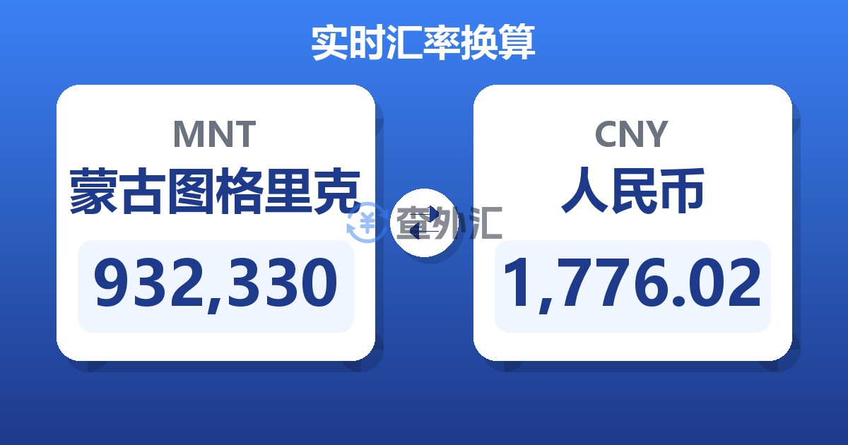 932,330蒙古图格里克兑人民币