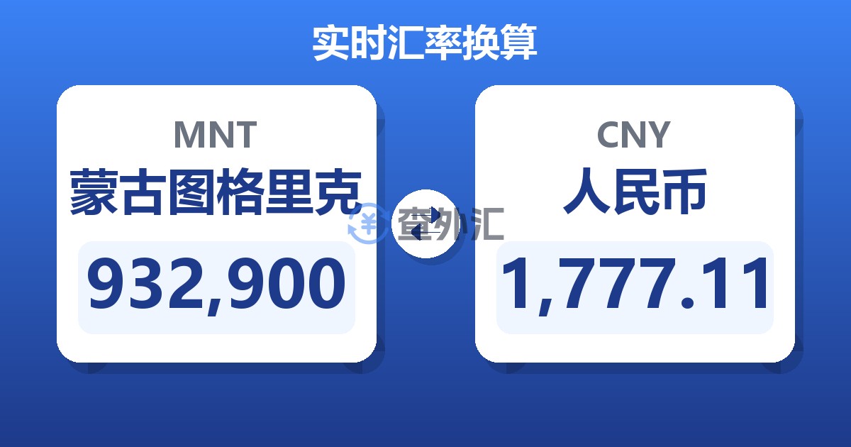 932,900蒙古图格里克兑人民币