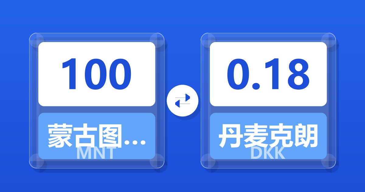 100蒙古图格里克兑丹麦克朗