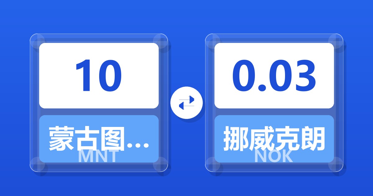 10蒙古图格里克兑挪威克朗