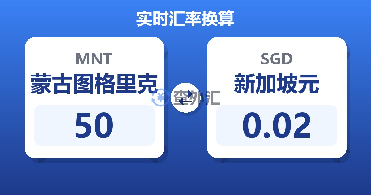 50蒙古图格里克兑新加坡元