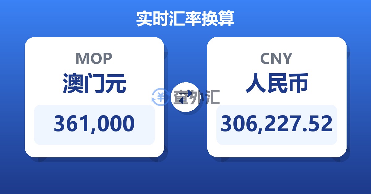 361,000澳门元兑人民币