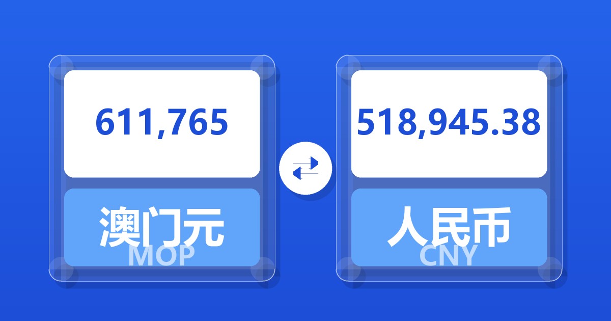 611,765澳门元兑人民币