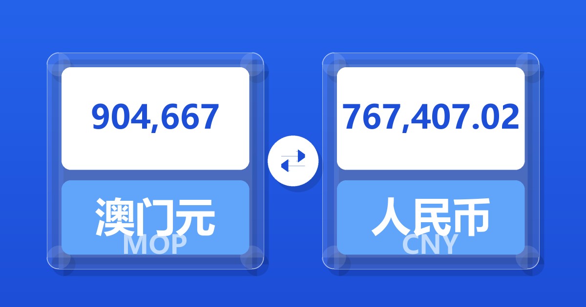 904,667澳门元兑人民币