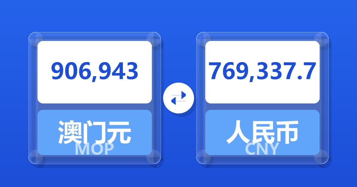 906,943澳门元兑人民币