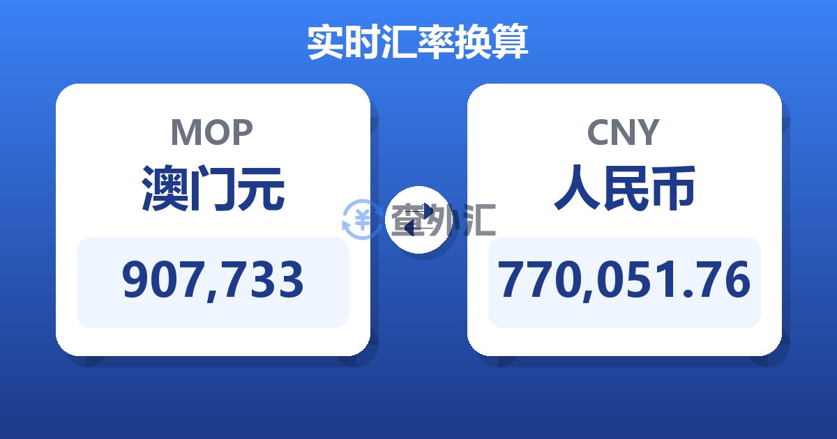 907,733澳门元兑人民币
