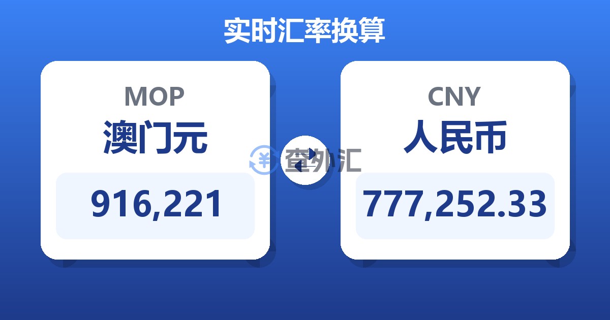 916,221澳门元兑人民币