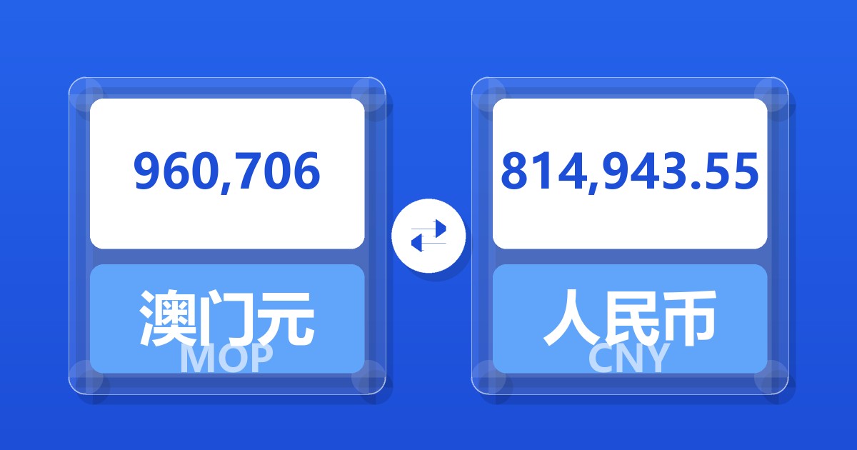 960,706澳门元兑人民币