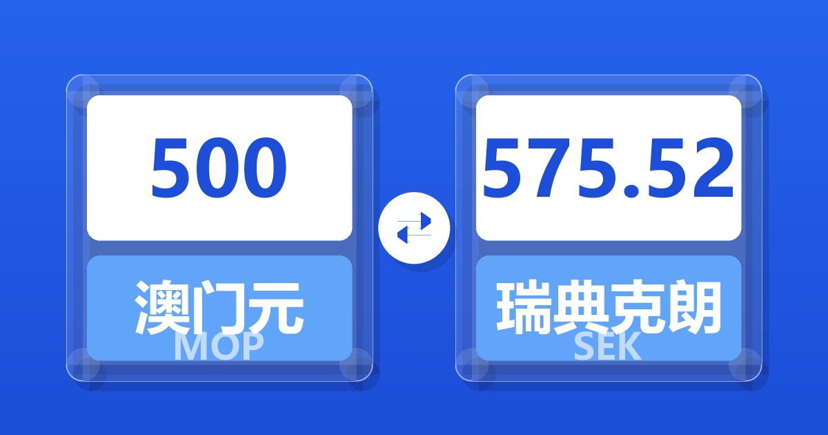500澳门元兑瑞典克朗