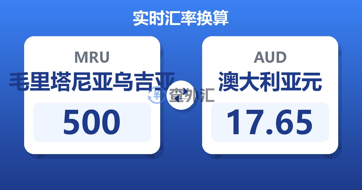 500毛里塔尼亚乌吉亚兑澳大利亚元