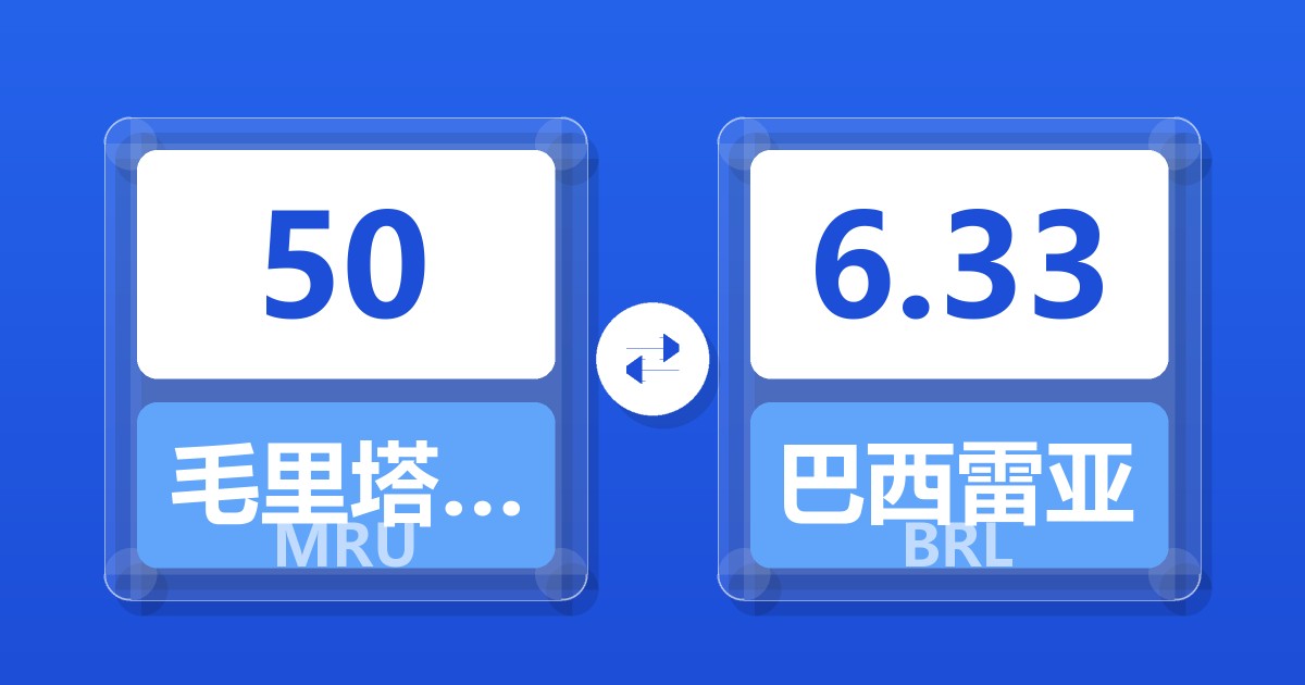 50毛里塔尼亚乌吉亚兑巴西雷亚尔