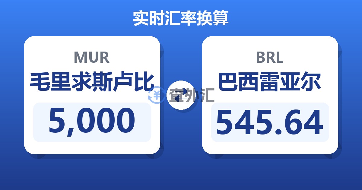 5,000毛里求斯卢比兑巴西雷亚尔