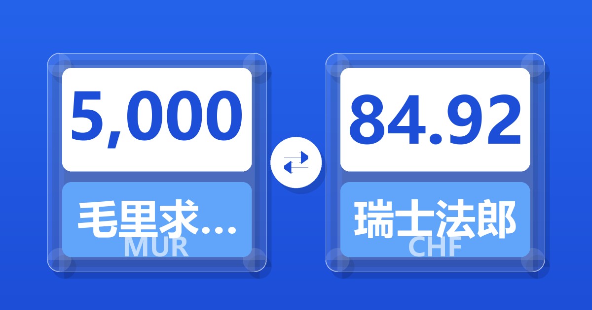 5,000毛里求斯卢比兑瑞士法郎