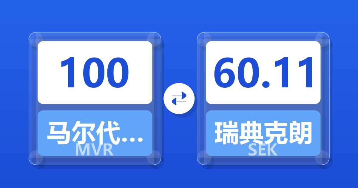 100马尔代夫拉菲亚兑瑞典克朗