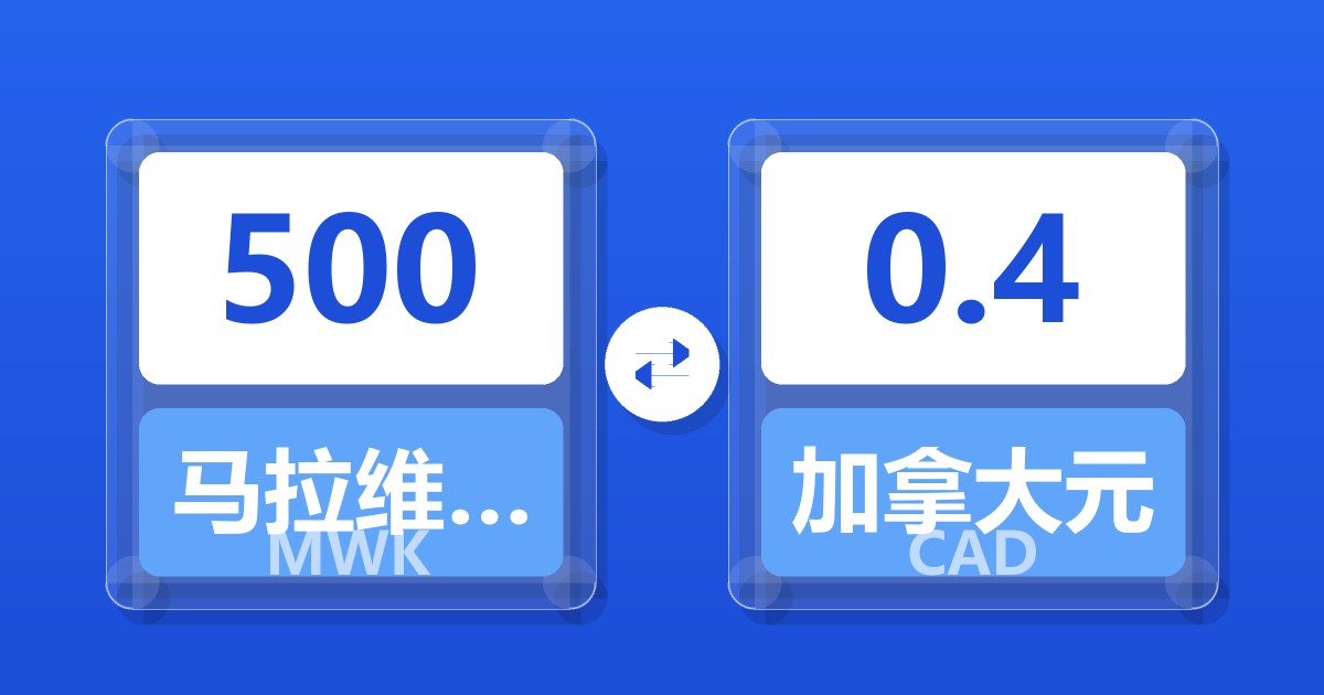 500马拉维克瓦查兑加拿大元