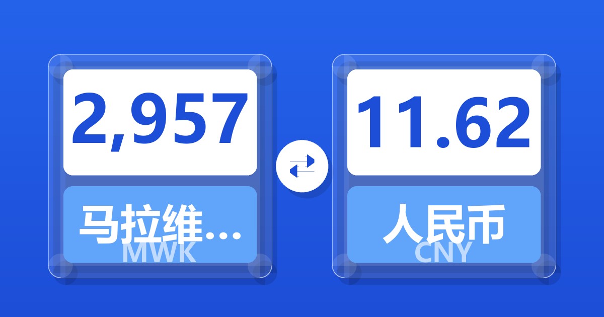 2,957马拉维克瓦查兑人民币