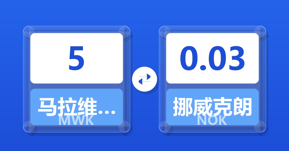 5马拉维克瓦查兑挪威克朗