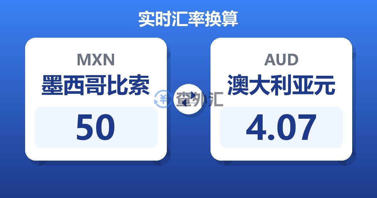 50墨西哥比索兑澳大利亚元