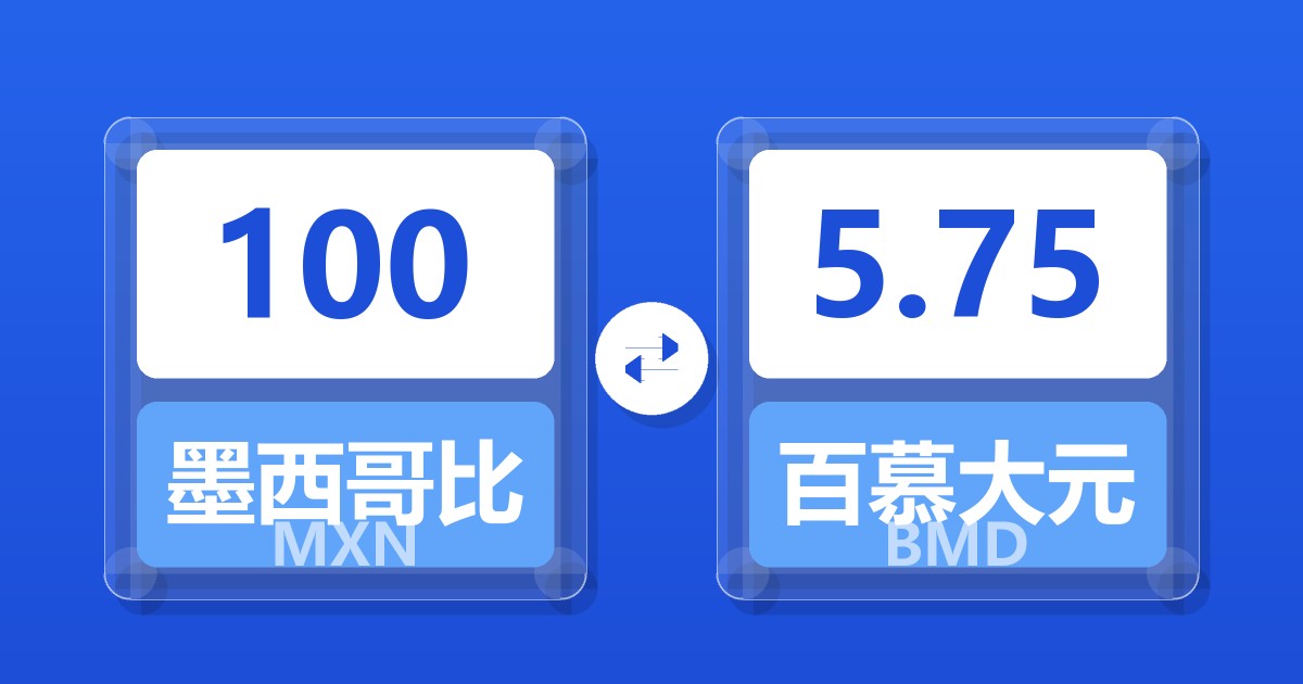 100墨西哥比索兑百慕大元
