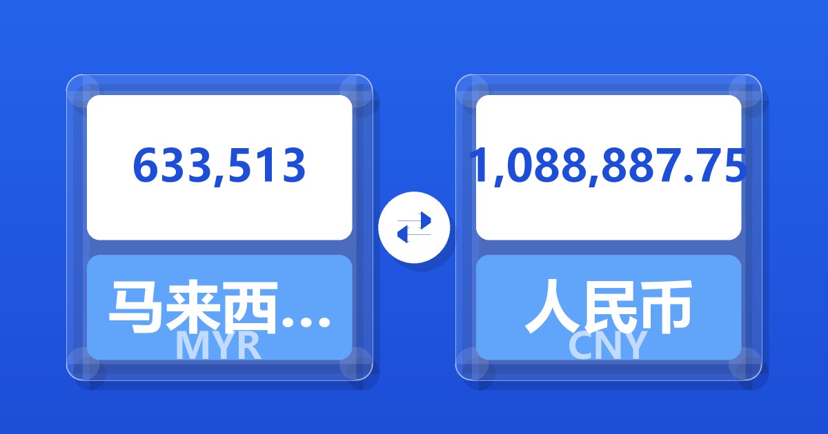 633,513马来西亚林吉特兑人民币