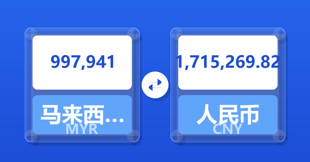 997,941马来西亚林吉特兑人民币