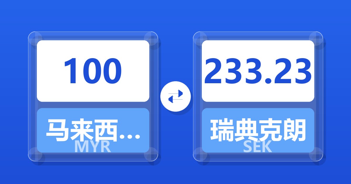 100马来西亚林吉特兑瑞典克朗