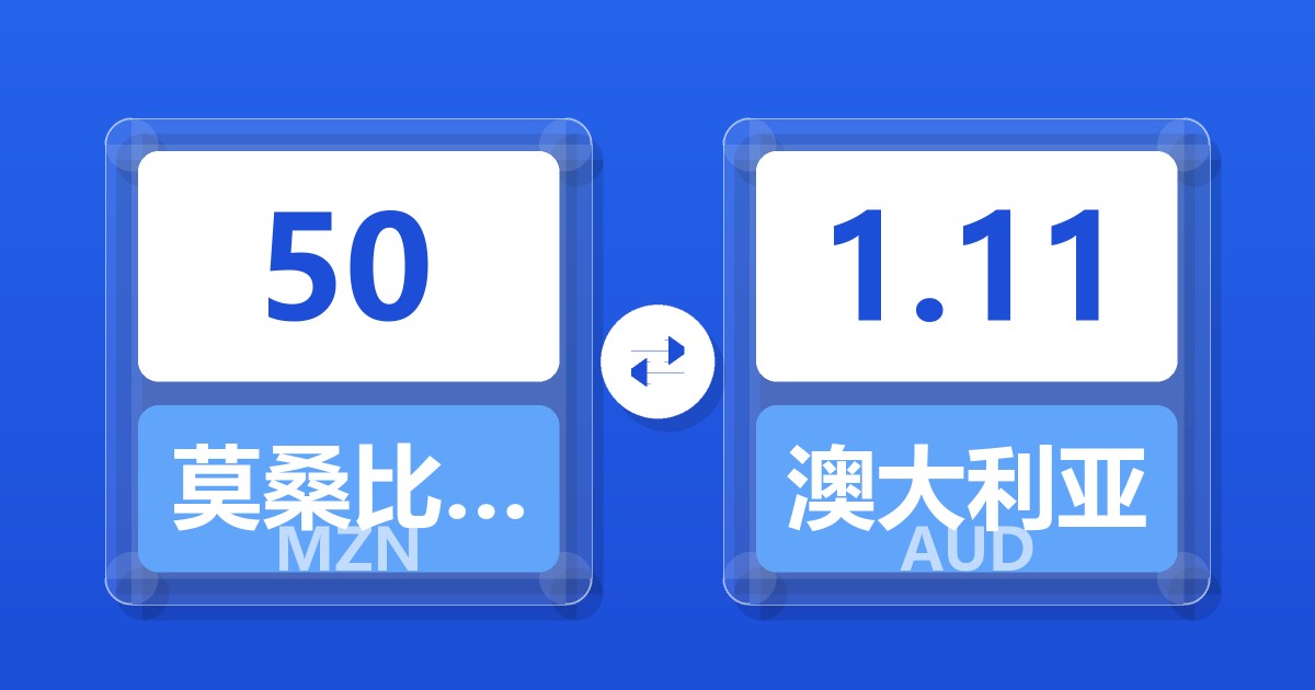 50莫桑比克梅蒂卡尔兑澳大利亚元