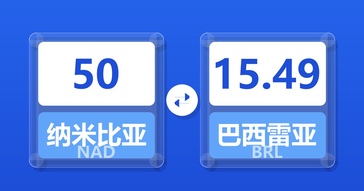 50纳米比亚元兑巴西雷亚尔