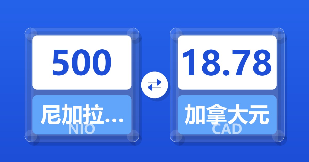 500尼加拉瓜科多巴兑加拿大元