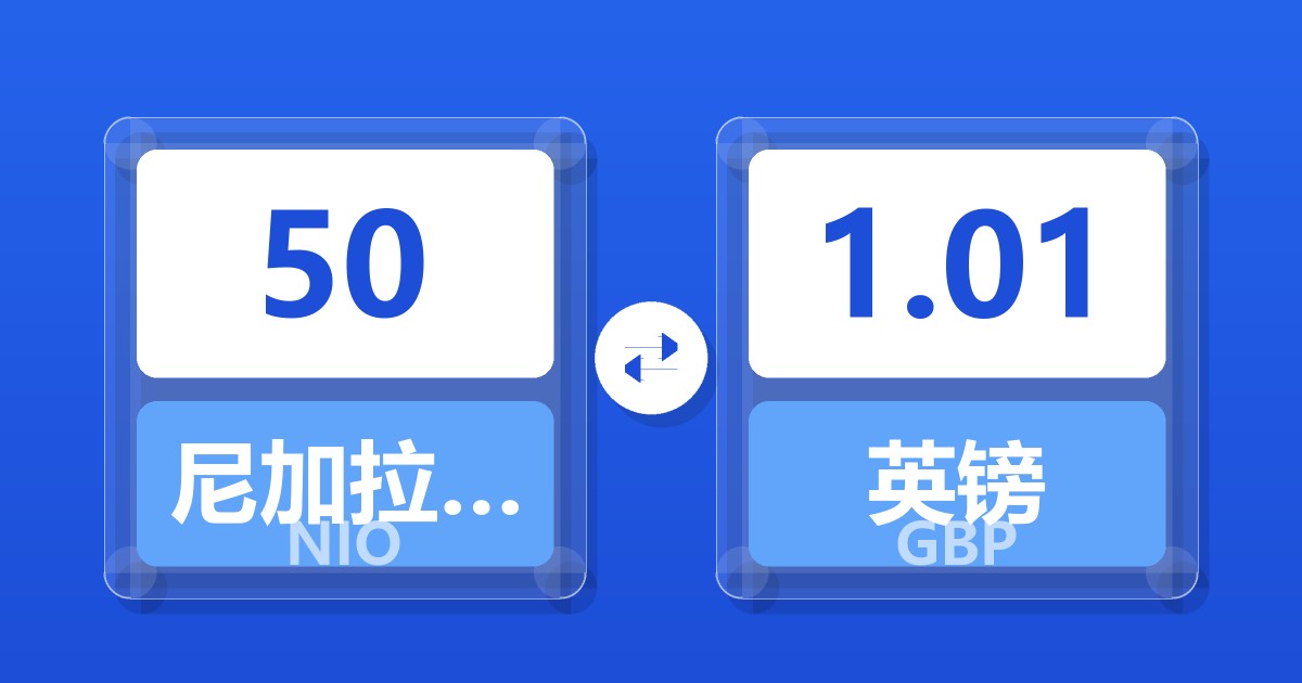 50尼加拉瓜科多巴兑英镑