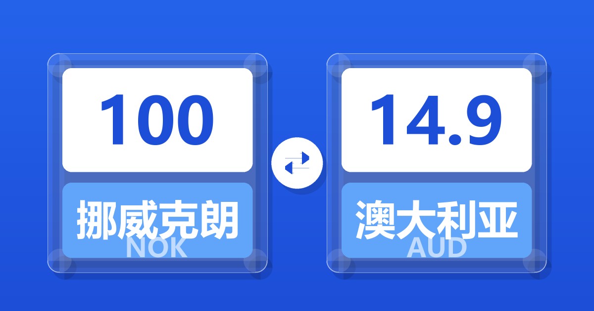 100挪威克朗兑澳大利亚元